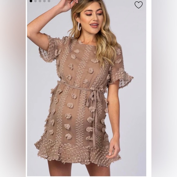 PINKBLUSH Mocha Polka Dot Maternity Dress NWOT - Picture 1 of 3